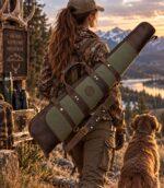Canvas & Leather Scoped Takedown Rifle Case - Padded Hunting Sleeve - Image 4