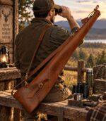 Slim-Fit Leather Shotgun Case with Brass Hardware - Hunting Sleeve - Image 4