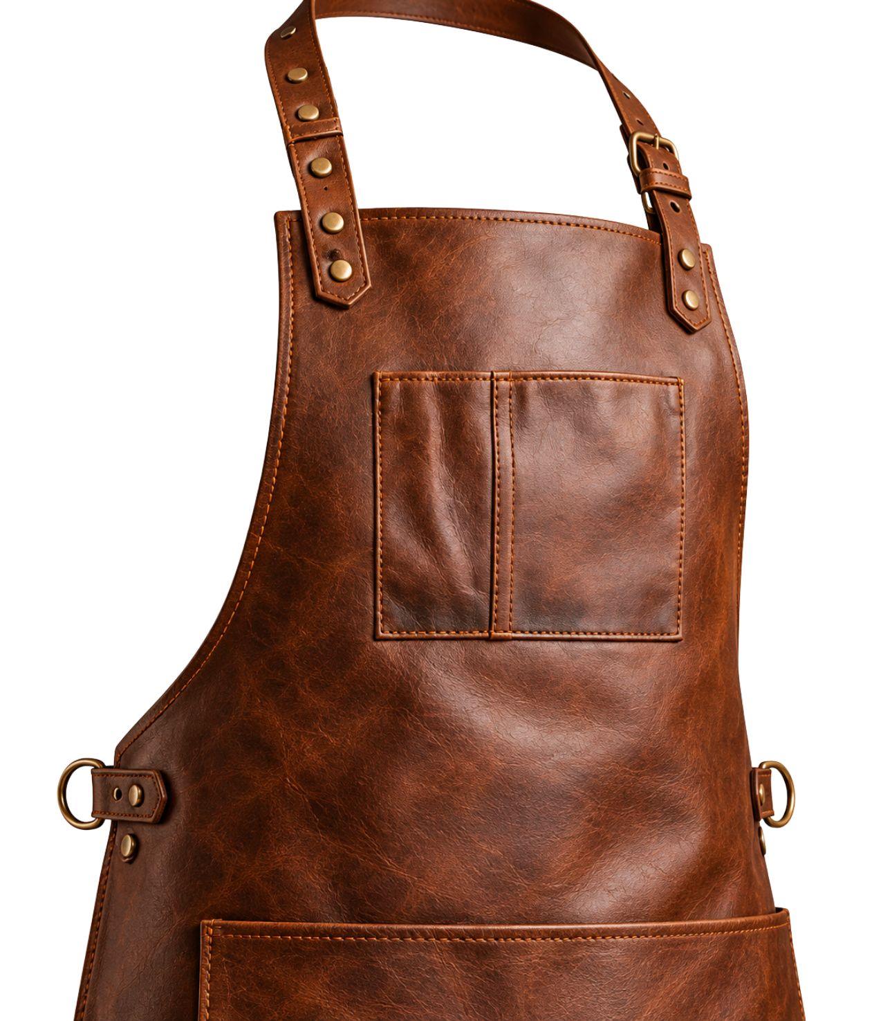 Front Pockets Yorkshire Full Grain Tan Brown Apron - Image 4