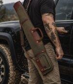 Waxed Canvas & Leather Shotgun Case with Brass Zipper - Image 4
