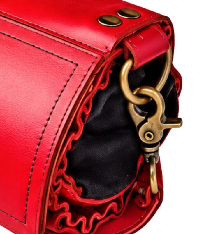 Black and Red Two-Tone Leather Chef Knife Roll