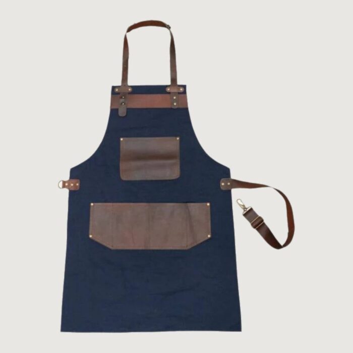 Leather Blue Canvas Apron - Image 3
