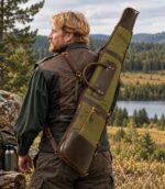 Classic Green Canvas & Leather Rifle Case - Padded Hunting Sleeve - Image 5