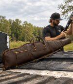 Classic Brown Leather Rifle Case - Handcrafted Padded Sleeve - Image 5