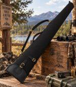 Black Leather Clay Shotgun Case - Padded Sporting Sleeve - Image 5