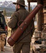 Leather Hunting Shotgun Case with YKK Brass Zipper - Image 5