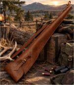 Slim-Fit Leather Shotgun Case with Brass Hardware - Hunting Sleeve - Image 5