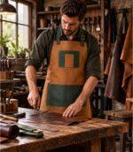 Olive Brown Pedro Leather Suede Apron - Image 5