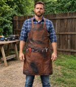 The Devon Brown Full Grain Leather Crossbody Apron - Image 5