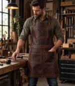 The Dorset Dark Brown Full Grain Leather Apron - Image 5