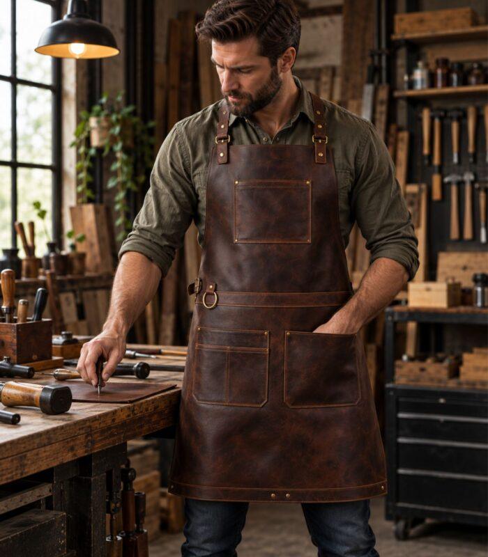 The Dorset Dark Brown Full Grain Leather Apron