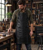 The Double Pocket Leather Apron - Black - Image 5