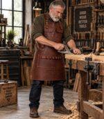 Wood Worker Dark Brown Leather Apron - Image 5
