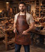 Artisan Dark Brown Full Grain Leather Apron - Image 6
