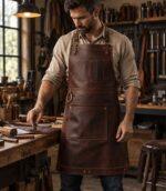 The Bristol Classic Dark Brown Full Grain Leather Apron - Image 6