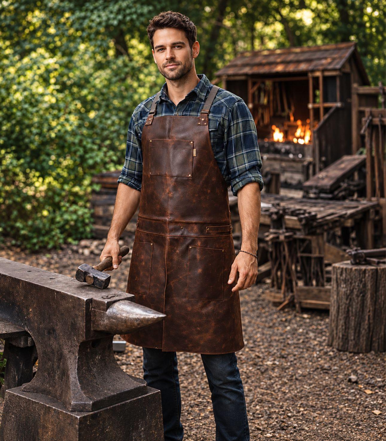 Classic Dark Brown Leather Apron - Image 6