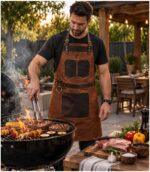 Expert Craftsmanship Brown Canvas Crossbody BBQ Apron - Image 6