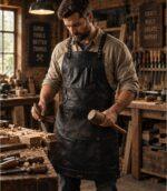 Front Pockets Yorkshire Full Grain Black Apron - Image 7