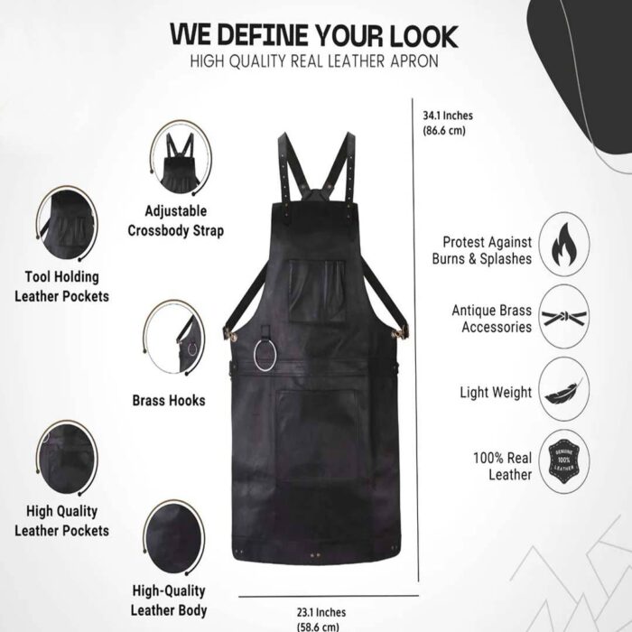 The Riding of Yorkshire Full Grain Black Apron - Image 5