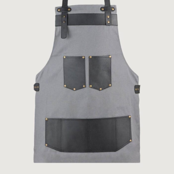 The Oxfordshire Grey Canvas Apron With Black Pocket Apron - Image 4