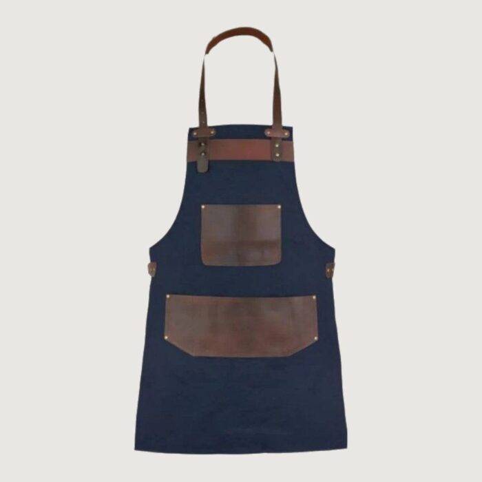 Leather Blue Canvas Apron - Image 2