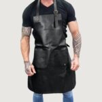 Double Pocket Leather Apron - Black - Image 3