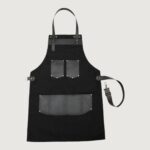 The Nottinghamshire Black Canvas Apron With Black Top Grain Leather Pocket - Image 3