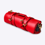 Black and Red Two-Tone Leather Chef Knife Roll