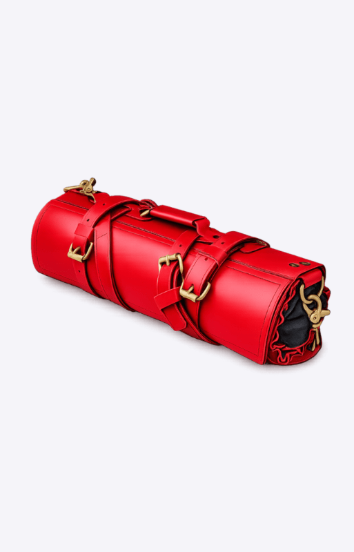 Black and Red Two-Tone Leather Chef Knife Roll