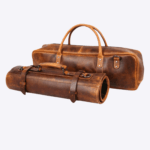 Brown Heritage Leather Knife Roll With Soft Padded