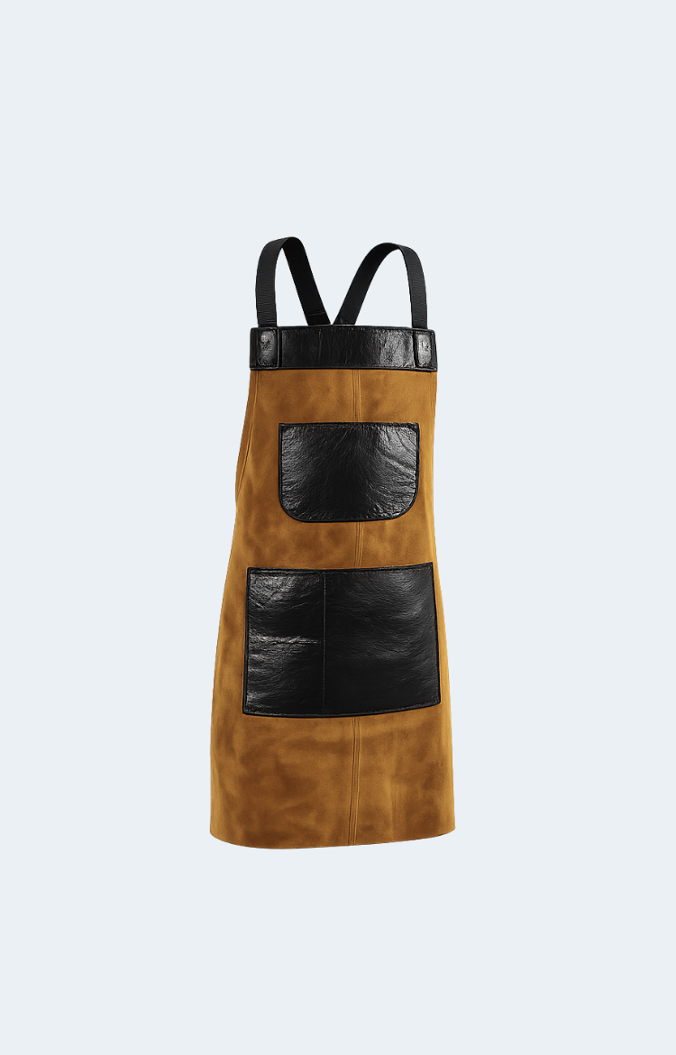 THE FLORENCE SUEDE APRON - RAVEN BLACK