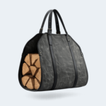 Greyish Wood Carrier With Black Strips
