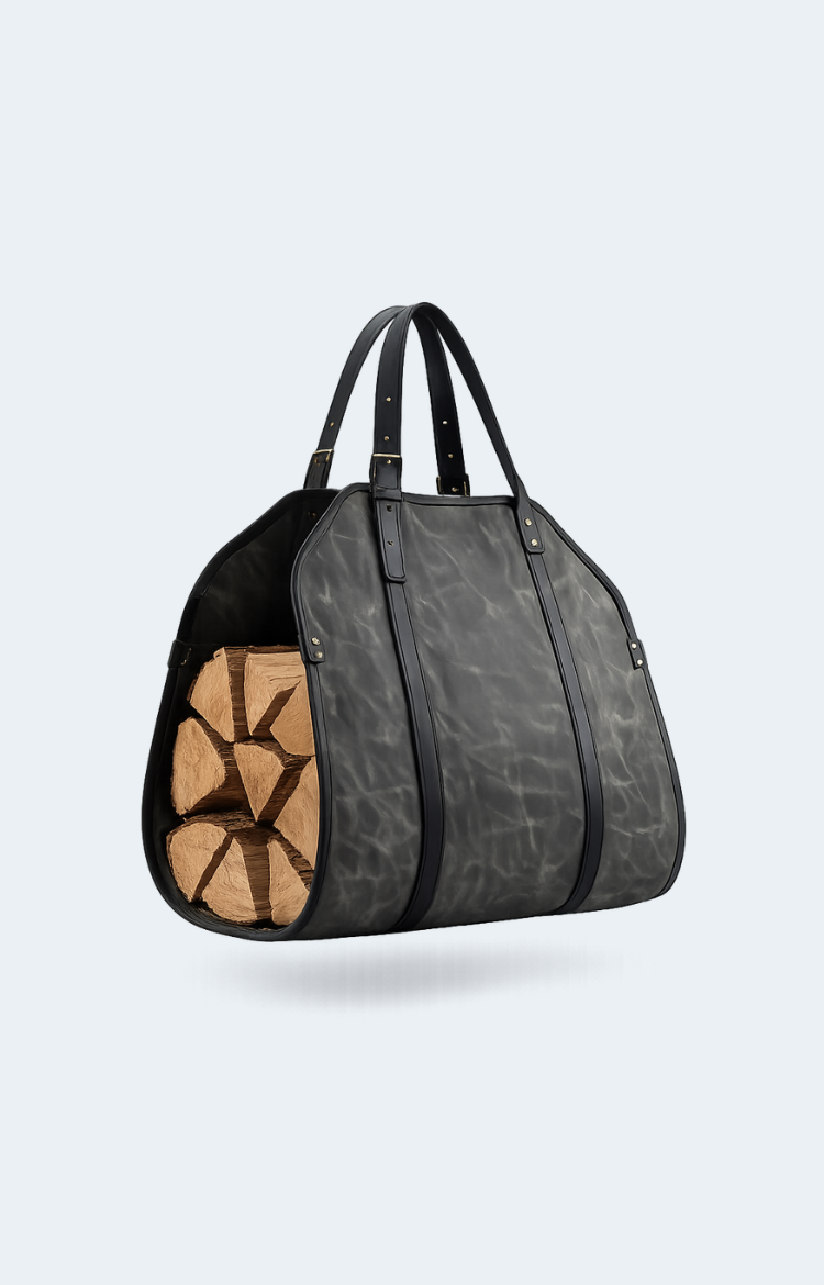 Greyish Wood Carrier With Black Strips