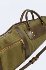 Classic Green Canvas & Leather Rifle Case - Padded Hunting Sleeve - Image 6