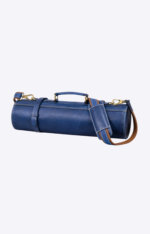 Personalized Blue Leather Knife Roll With Shoulder Strap