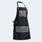 The Kent Black Canvas and Grey Leather Pocket Apron