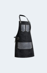 The Kent Black Canvas and Grey Leather Pocket Apron