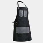 The Kent Black Canvas and Grey Leather Pocket Apron