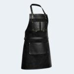 The Nottinghamshire Black Canvas Apron With Black Top Grain Leather Pocket