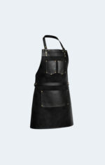The Nottinghamshire Black Canvas Apron With Black Top Grain Leather Pocket