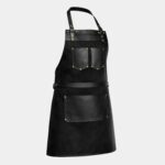 The Nottinghamshire Black Canvas Apron With Black Top Grain Leather Pocket