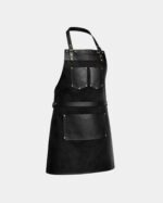 The Nottinghamshire Black Canvas Apron With Black Top Grain Leather Pocket
