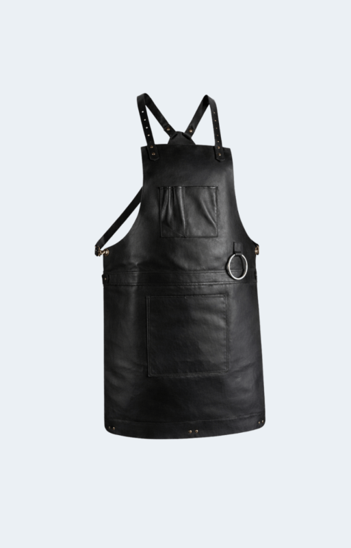 Front Pockets Yorkshire Full Grain Black Apron