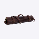 Dark Brown Leather Knife Roll With Shoulder Strap