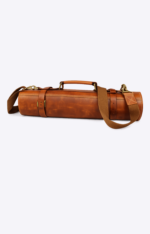 Vicenza Heritage Brown Leather Knife Roll with Shoulder Strap