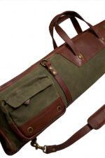 Waxed Canvas & Leather Shotgun Case with Brass Zipper - Image 3
