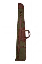 Waxed Canvas & Leather Shotgun Case with Brass Zipper - Image 4
