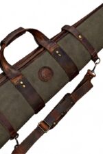 Canvas & Leather Scoped Takedown Rifle Case - Padded Hunting Sleeve - Image 6