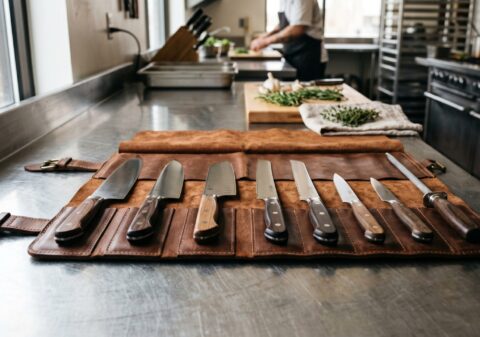 Organized Leather Knife Roll