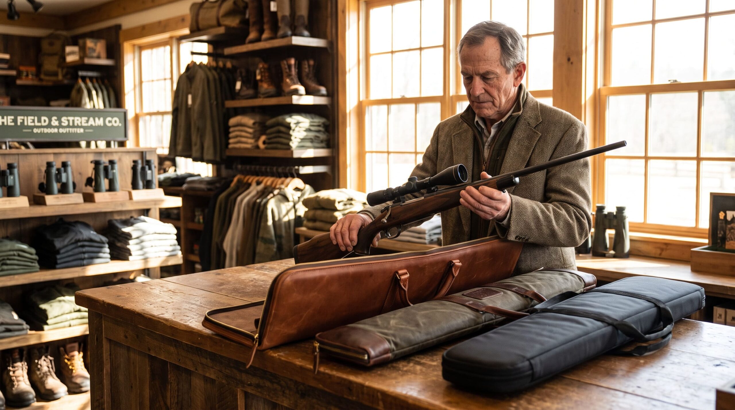 man holding a scope rifle